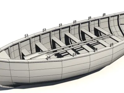 Row boat Low-poly 3D model