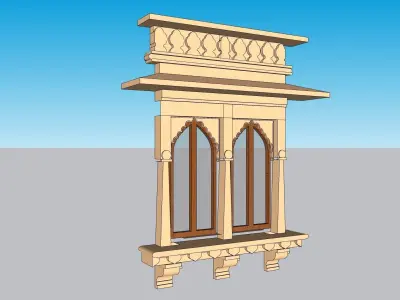 indian jodhpuri stone jharokha window 3d modal 3D model