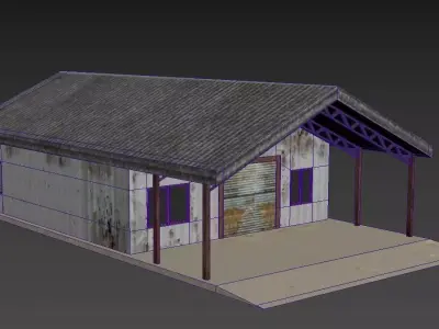 Building hangar 3d lowpolymodel Free low-poly 3D model