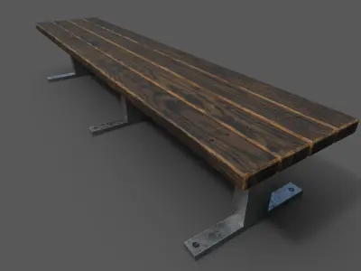 bench 3 low poly unwrapped Low-poly 3D model