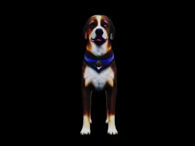 Low-poly Dog  Low-poly 3D model