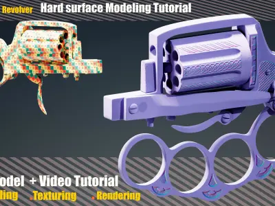 Apache Revolver  modeling Tutorial Low-poly 3D model
