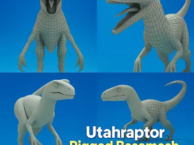Utahraptor Rigged Basemesh Low-poly 3D model