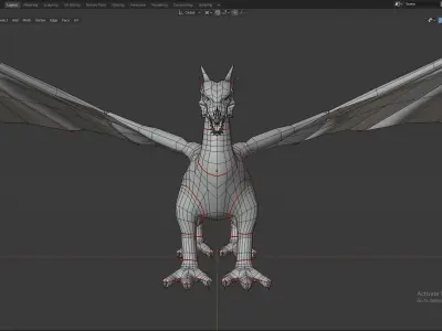 Flying Dragon Model Low-poly 3D model