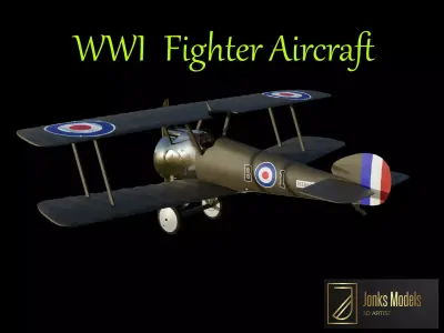 WWI Fighter Plane Low-poly 3D model
