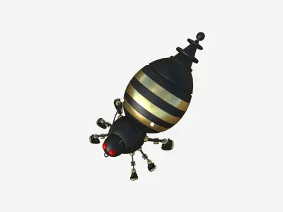 Cute Robot E05 Black Gold - SciFi Character Design Low-poly 3D model