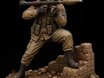 Desert RPG Gunner STL Modern Warfare Miniature Model 3D print model