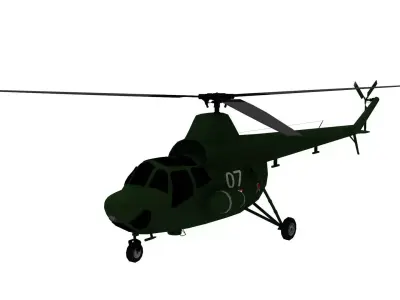 Lowpoly Mi 1 Hare Helicopter 3D Model Low-poly 3D model