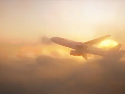 Plane in Clouds - Day time and night time Low-poly 3D model