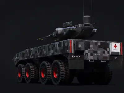 Tank Model Military Si-Fi Dual Source Files Attached 4K Textures Low-poly 3D model