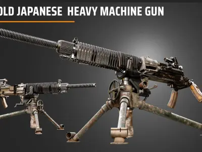 Old Japanese  Heavy Machine Gun 3D model