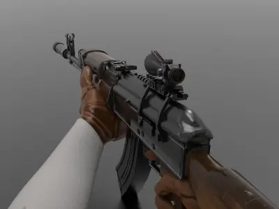 AK47 Assault Rifle Fps - Tps Low-poly 3D model