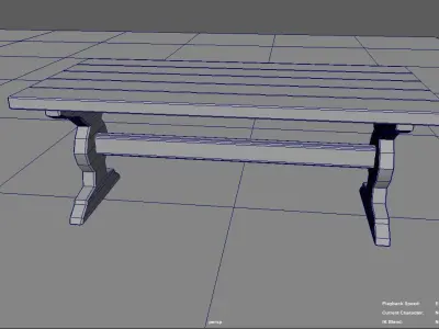 wooden table Free 3D model 2