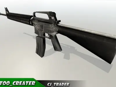 M416 assault rifle Low-poly 3D model Low-poly 3D model