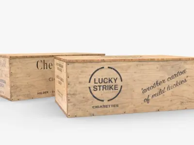 Cigarettes Wooden Boxes WWII Low-poly 3D model