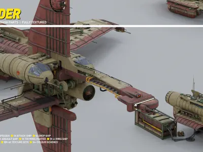 Speeder Vehicle Kitbash Set 3D model