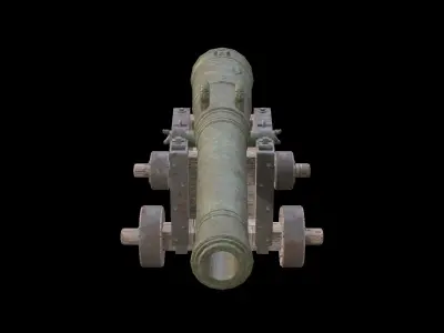 24-pounder naval cannon with LODs model Low-poly 3D model