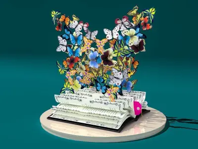  butterfly book plant design 3D model