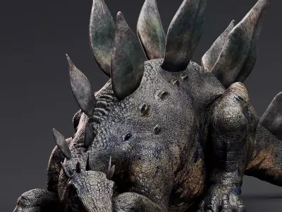 Dinosaur Stegosaurus dinosaur with spikes Low-poly 3D model