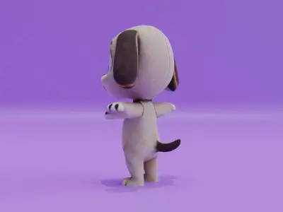 Cute Puppy Character T-Pose dog Free low-poly 3D model