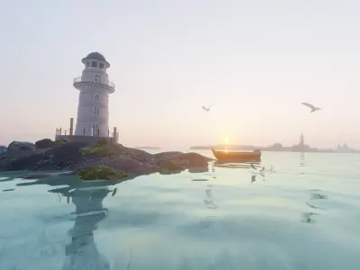 3D Lighthouse Portside Low-poly 3D model