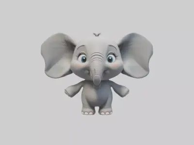 Cartoon Elephant 1 Low-poly 3D model