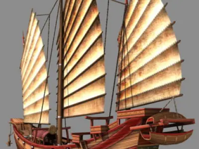 Chinese Junk Ship Low-poly 3D model