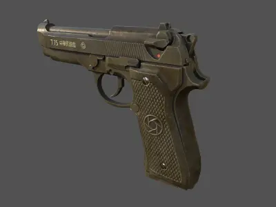 T75 pistol 3D model with PBR texture Low-poly 3D model
