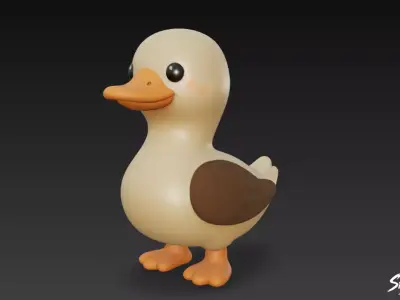Cartoon Plush Goose Low-poly 3D model