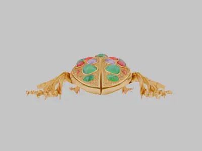 Scarab Beetle with Jewels gold golden Low-poly 3D model