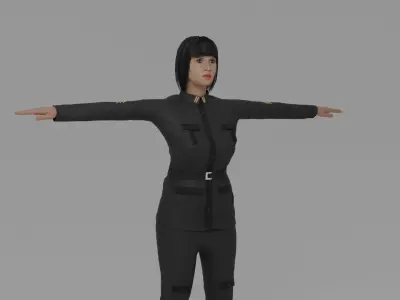 WW2 Soldier Woman Low-poly 3D model