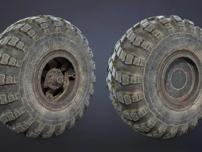 Truck Wheel 01 Kraz-255 Low-poly 3D model
