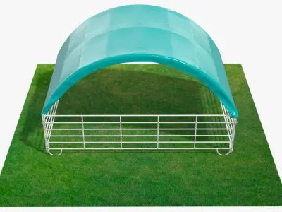Arched Farm Shelter Installed On Grass Fur 3D model