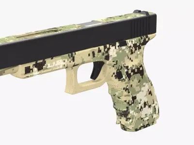 Glock 34 Camouflage Green Low-poly 3D model