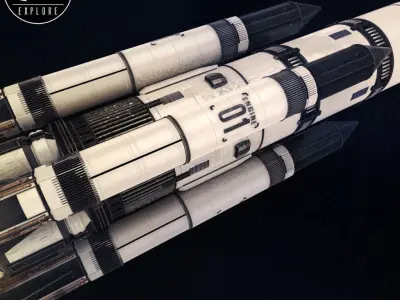 Space sci-fi ship rocket high detail 3D model