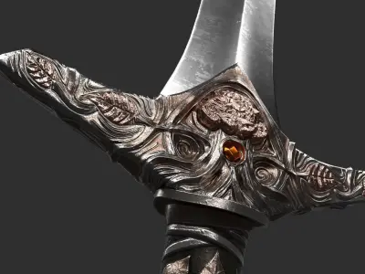 Elvish Blade - Silver - One Handed Sword Low-poly 3D model