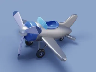 Cartoon stylized airplane Low-poly 3D model