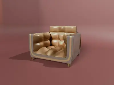 Modern Padded Armchair 3D Model Free low-poly 3D model