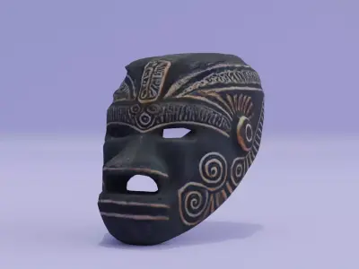 Mask Ancient Tlaloc Aztec Low-poly 3D model