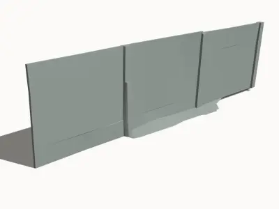 Concrete Fence Wall Low-poly 3D model