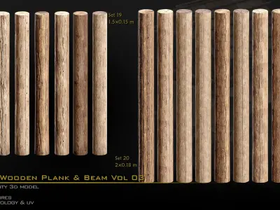 Wooden Plank and Beam Vol 03 Medieval 3D Asset Pack Low-poly 3D model