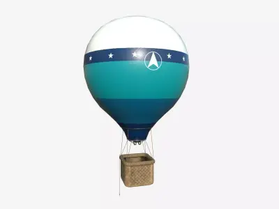 Balloon Hot Air 02 Blue - Aircraft Cartoon Low-poly 3D model