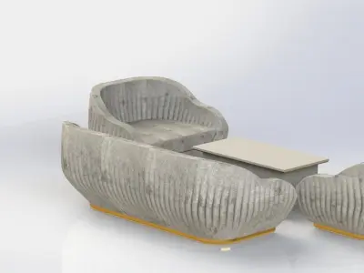 sofa 2 armchairs and coffee table   Free 3D model