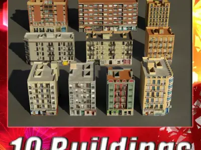 Building Collection 91 - 100 Low-poly 3D model