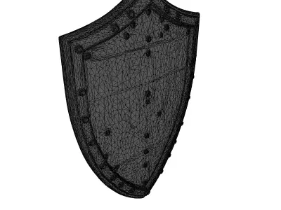 Damaged Wooden Shield with Iron Rim 3D model