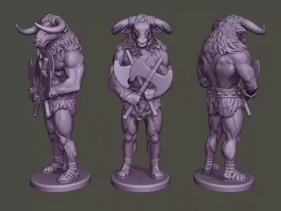 Minotaur Warrior Guard two Axes 3D print model