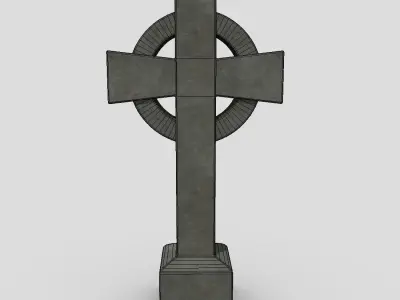 Tombstone Cross Low-poly 3D model