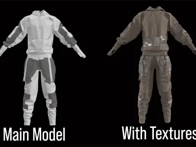 Man techwear outfit pants hoodie cyberpunk 3D model