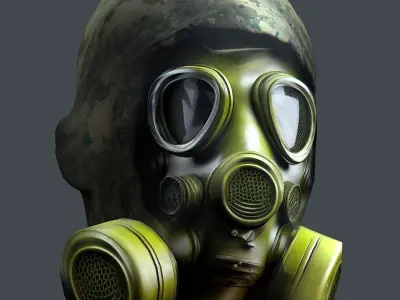 Gas mask helmet 3d model military combat Low-poly Low-poly 3D model