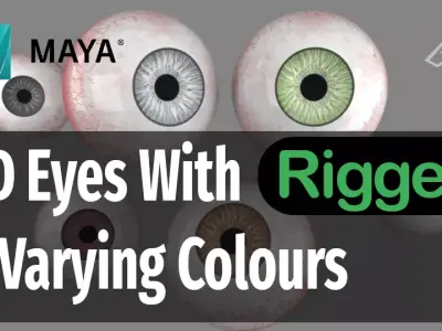 3D eyes with 6 varing eye colours- Rigged 3D model
